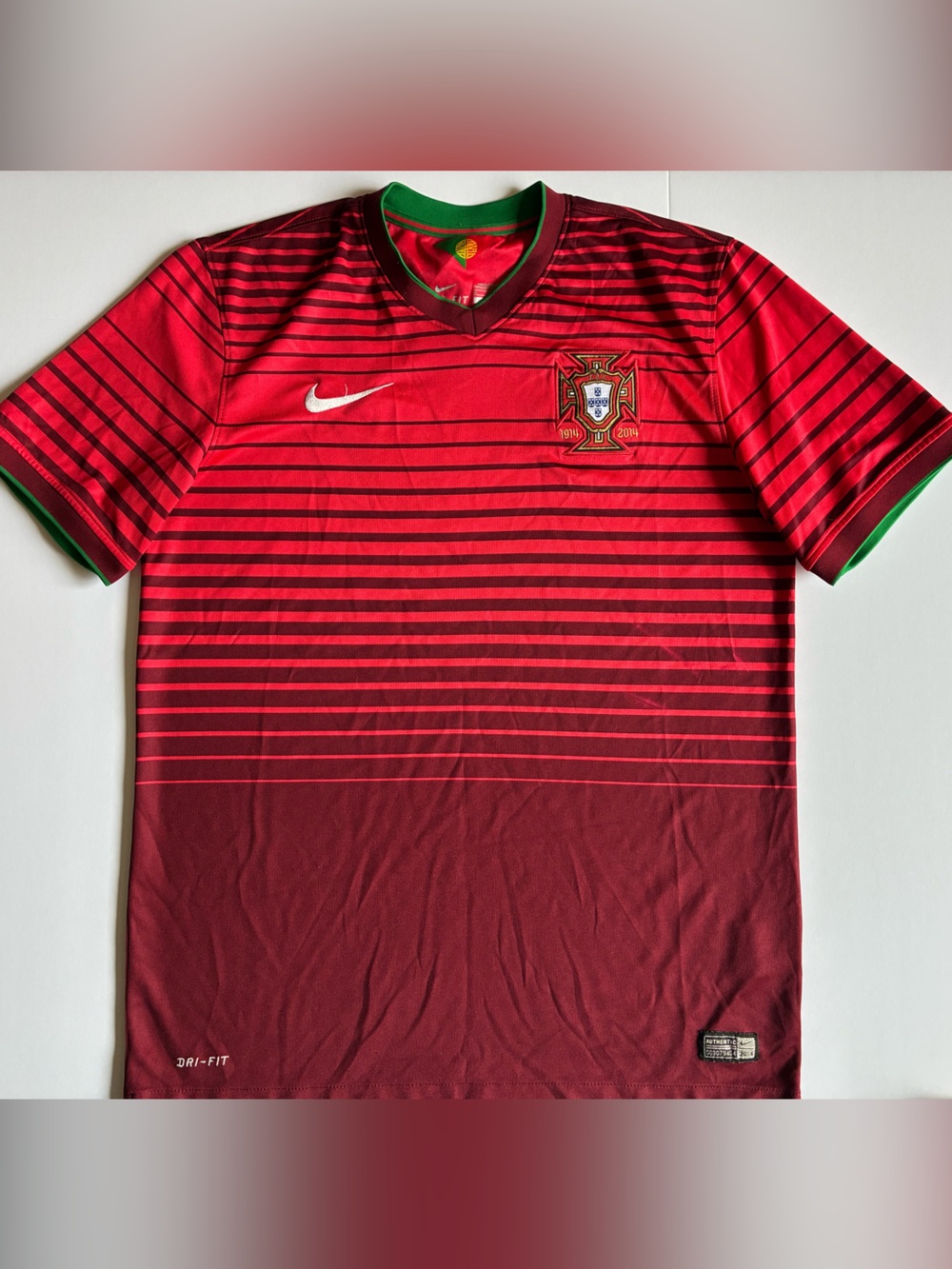 Portugal Nike Men's Red Soccer Jersey with Gradient Stripes Medium Size